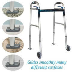 Top Glides Swivel/Lock Walker 5″ Front Wheels Kit with Universal FlexFit Ski