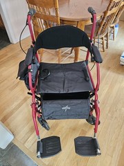 Medline Red 4-Wheel Rollator Walker w/ Seat, Backrest, Handbrakes, Storage
