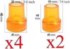 6 Pack Cane Tips 19mm 3/4″ + 7/8″ 22mm Orange Rubber End Caps Heavy Duty with Me