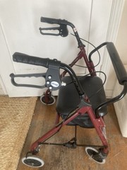 Drive Medical Adjustable Height Rollator with 6 Inches Wheels – Red (RTL10261RD)