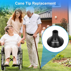 Supregear Cane Tip Replacement Rubber Heavy Duty All Terrain 3/4 Inch Black