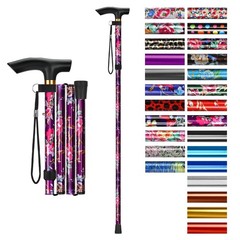 supregear Folding Cane, 5-Level Adjustable Height Walking 10″, Purple Floral