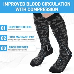 IRAMY Compression Socks for Women Ankle Support Medium, Black+grey-2 Packs