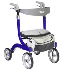 Drive Medical Nitro DLX Foldable Rollator Walker for Seniors/Disabled Sleek Blue