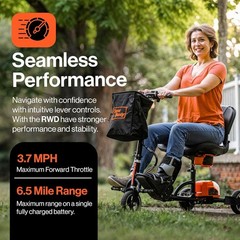 Compact & Reliable 3-Wheel Mobility Scooter – Supports 275 lbs, Li-Ion Battery