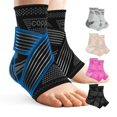 Copper Ankle Brace for Men & Women – 1 Pair Adjustable Ankle Support Compression