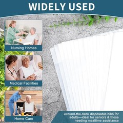 50/200 Pack Disposable Adult Bibs – Waterproof & Oil-Proof 22″ Plastic Bibs for