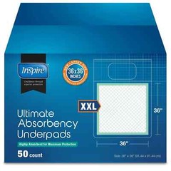 Inspire 36″ × 36″ Super‑Absorbent Bed Pads – Pack of 50, Waterproof Incontinence