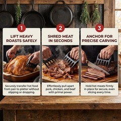 Meat Claws for Shredding Pulled Pork – Heavy Duty Solid Bear Claws Meat Shred…