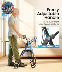Walkers for Seniors, Z11 Rollator Walker with Seat, Max 380 Lbs, Avant Walkers w