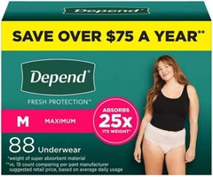 Depend Fit-Flex Incontinence Medium Women Underwear – 88 Count