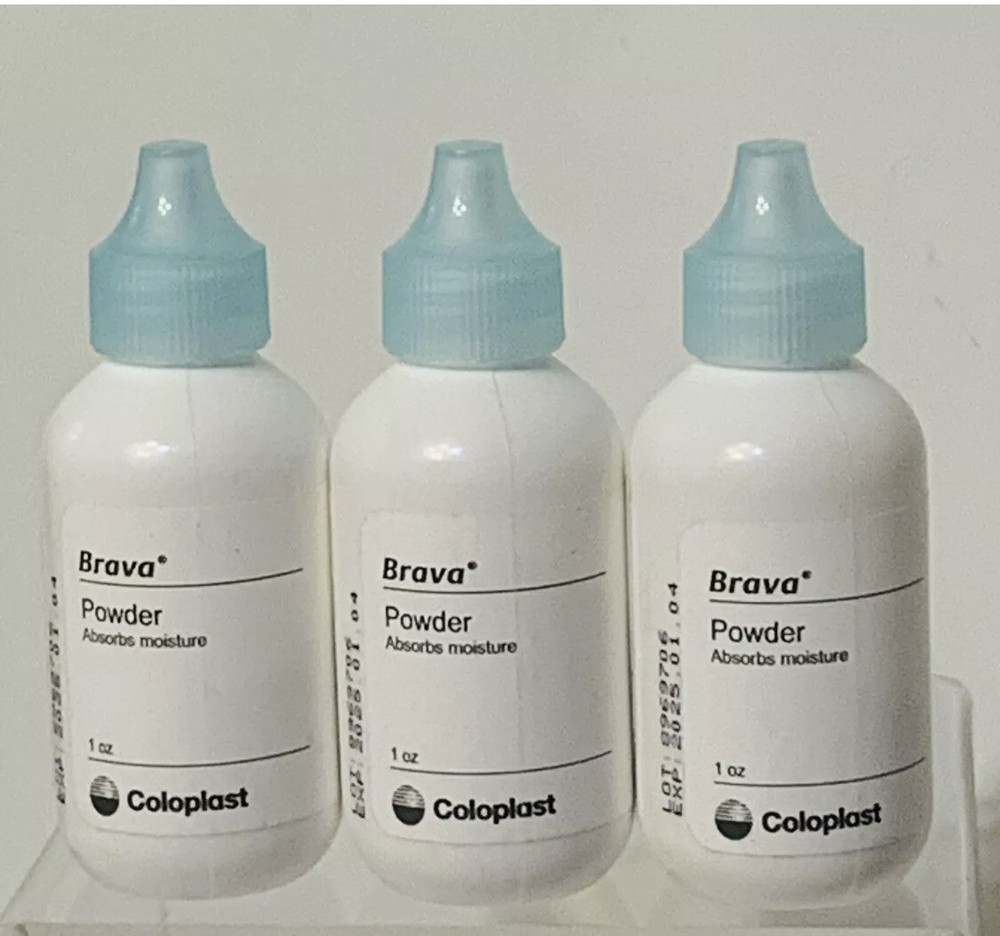 3 X Coloplast 19075 Brava Ostomy Powder 1 oz Bottles No Box Exp. 2025/01