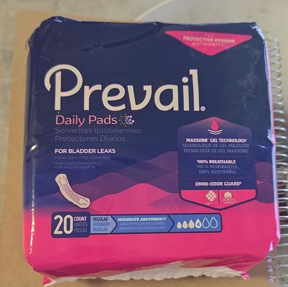 Prevail Daily Pads Regular/Moderate 100% Breathable 20 Count