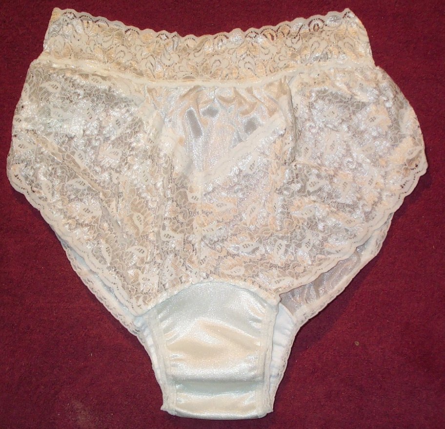 2 Pair Womens Ivory Size 8 / Large Incontinence Lace Frt & Waist Nylon Pantie