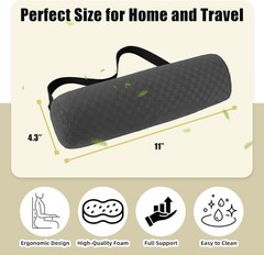 Ergonomic Lumbar Roll Pillow – Dark Grey Foam Cushion for Back Support (11×4.3)