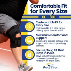 Plus Size Deluxe Hinged Knee Brace with Compression Wrap for Big & Wide Thighs