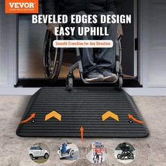 VEVOR Upgraded Rubber Threshold Ramp, 4″ Rise Door Ramp with 1 Channel