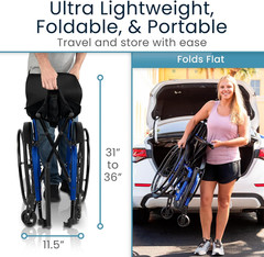 Vive Lightweight Foldable Wheelchair – Portable & Compact for Active Adults