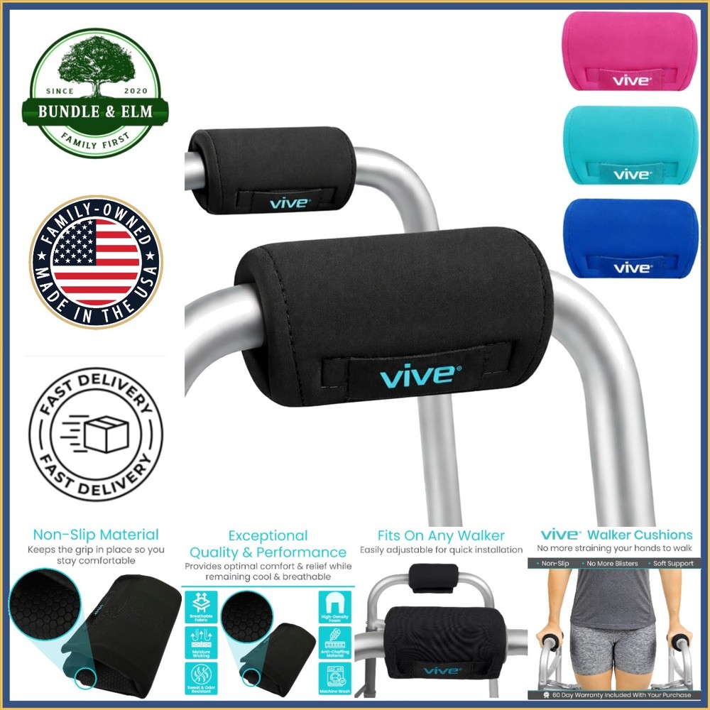 Latex-Free Walker Handle Pads – Easy Installation with Hook and Loop Closure