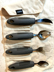 Adaptive Silverware 4 Pc For Elderly Arthritis Medium Weight 3.35 oz- Bunmo