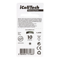 iCellTech Size 10 Hearing Aid Batteries PR70 P10 Zinc Air 1.45V (30 Pack)