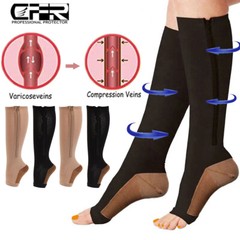 Zipper Compression Socks Copper Support Graduated Stockings Women Mens 20-30mmHg