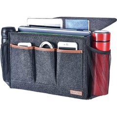 Dark Grey Bedside Caddy Large Storage Organizer 8 Pockets 13.4×18.1 Inch