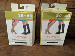 2 pair Core-Spun Gradient Compression Support Socks 30-40mmHG Black Size X-Large