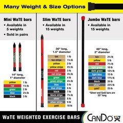 Slim WaTE Bar 3 Piece Set – 1, 2, 3 lbs, Total Body Workout Weighted Exercise…
