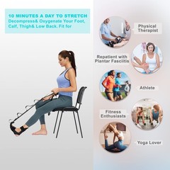 Foot and Calf Stretcher-Stretching Strap For Plantar Fasciitis, Heel Black