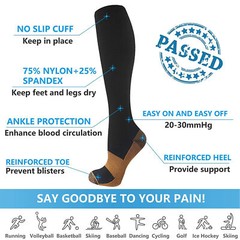 Knee High Compression Stockings, Firm Support 30-40 mmHg Medical Socks Women Men