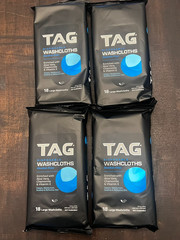 x4 TAG Disposable Wipes Washcloths Alcohol-Free w/Aloe Vera Vitamin E