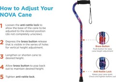 Nova Joy Offset Designer Offset Walking Cane with Strap – Blue Waves