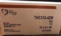 Total Hearing Care Size 312 THC3124ZM Hearing Aid Batteries 40 pcs Exp Sept ’22