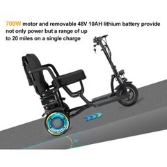 700W Double Motor Mobility Scooter Easy Folding Scooter with 48V 10AH Battery