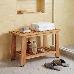 Teak Shower Bench, 30“ Heavy Duty Teak Wood Bathroom Seat, Water-Resistant Spa