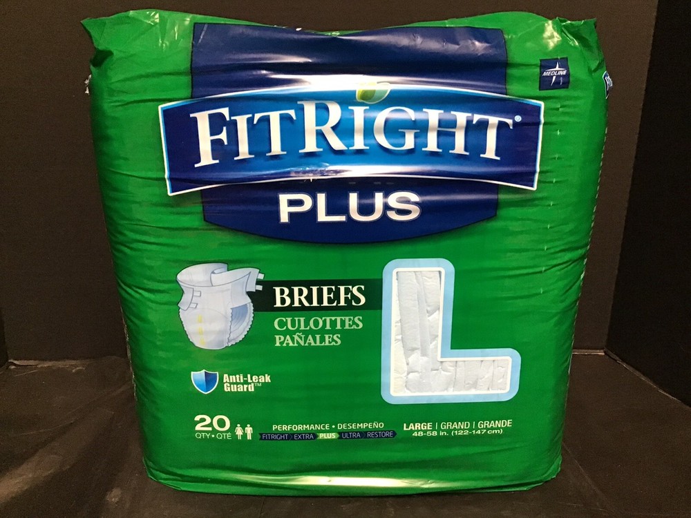 Medline Fit Right Plus Brief Underwear Unisex Adult Large 48 to 58 Waist NEW