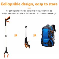 Foldable Garbage Pick Up Grabber Tool Rotating Jaw & Magnet Trash Picker 32”