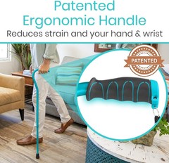 Vive Walking Cane for Women, Men, Elderly – Patented Offset Cane, Teal