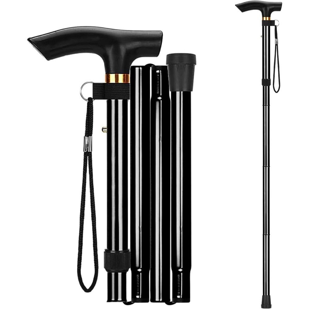 Folding Walking Cane Adjustable Height 5 Levels Portable Lightweight Mobility