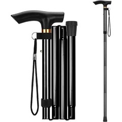Folding Walking Cane Adjustable Height 5 Levels Portable Lightweight Mobility