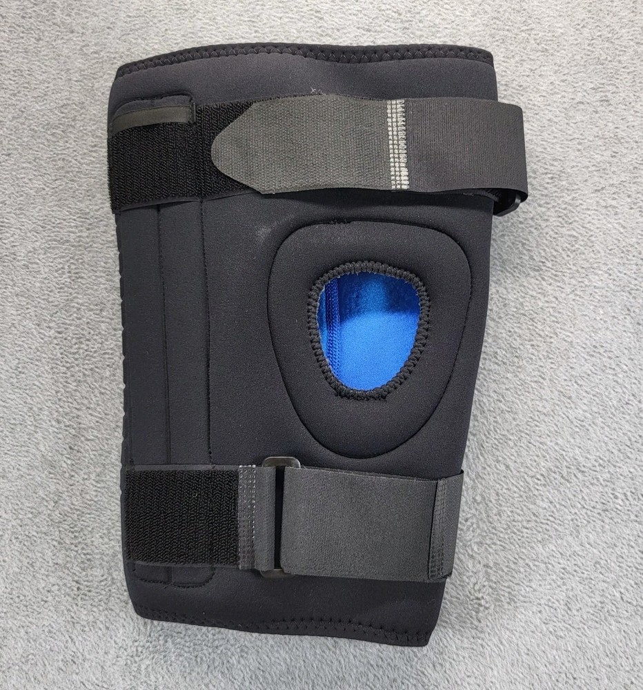 Unisex Black Knee Guard Support Brace Stabilizer w Hook & Loop Straps Unbranded