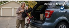 Lightweight Folding Rollator Walker with Seat for Seniors Adjustable Height350lb