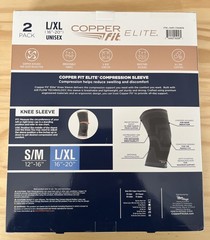 Copper Fit Elite Compression Knee Sleeve 2 Pack L/XL 16-20″ Airflow Tech NEW