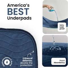 Durable Washable Incontinence Underpads – 34″x36″ Heavy Absorbency, Pack of 4