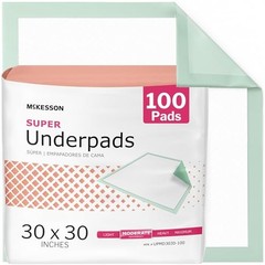 McKesson Super Underpads, Moderate Absorbency, 30 x 30 in, 100 ct