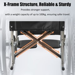 Yuwell H062C Folding Transport Manual Wheelchair Armrest Portable for Elderly