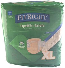 Medline FitRight OptiFit Adult Briefs XL Ultra 20 Count 56-64 FITULTRAXLG