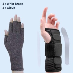 Wrist Support Brace & Compression Glove Kit – Carpal Tunnel, Arthritis Relief