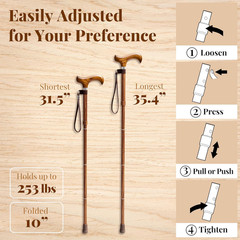 Lightweight Collapsible Walking Cane for Women Men Seniors Adjustable Walking